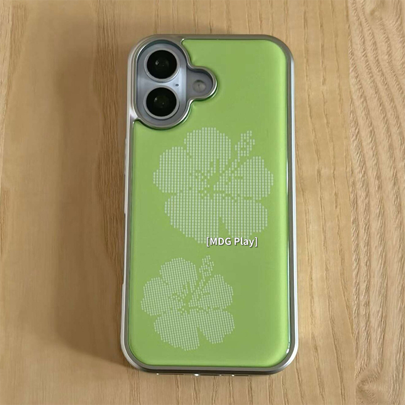 Back Cover Adhesive - غطاء هاتف كوري بخلفية خضراء مزينة